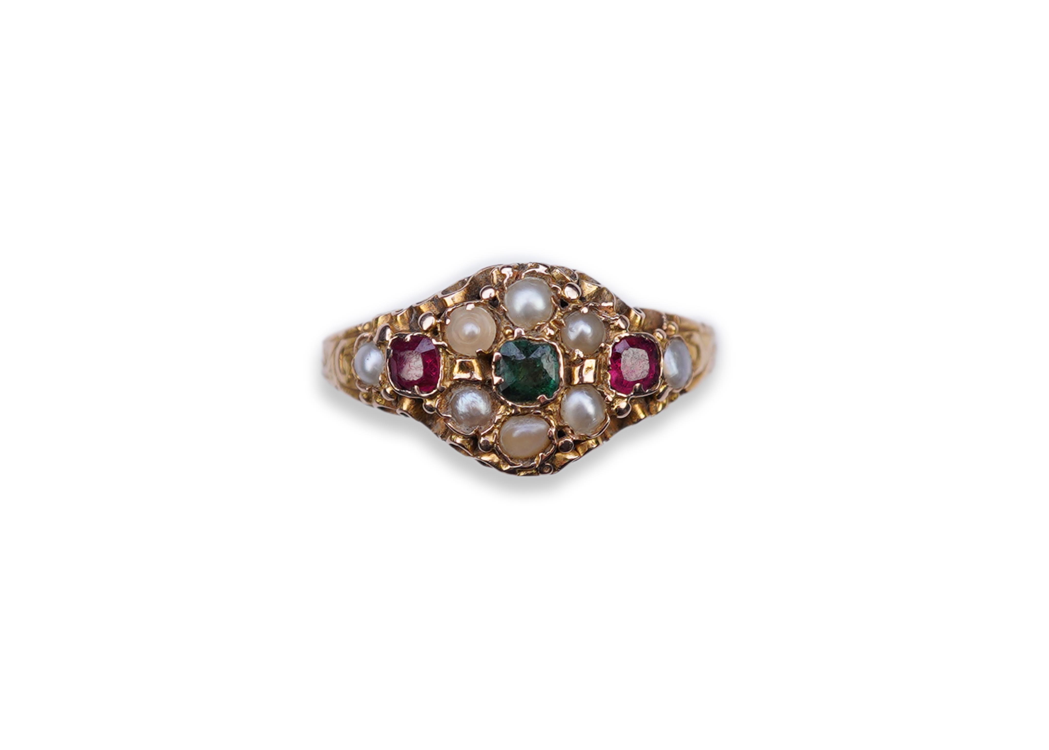 A Victorian paste and seed pearl ring, mid 19th century